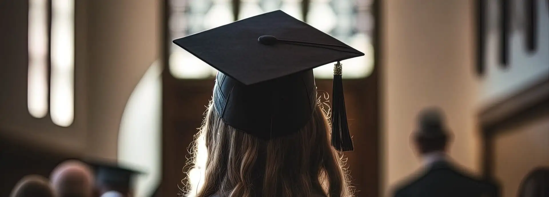 Frau mit Absolventenkappe beim berufsbegleitendem Studium